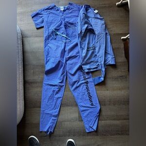 Blue Surgical Procedure Women's Scrub set; top, bottom, and jacket XS